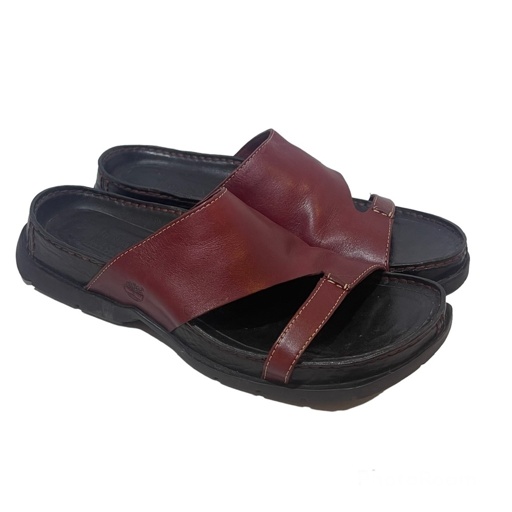 Timberland Slip On Sandals size 8.5M Burgundy/Black